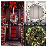 Wreath Hangers for Front Door, 15 Wreath Hanger, Indoor or Outdoor Over The Door Wreath Hook Hanger for Easter Spring Halloween Xmas Wreath Decorations, Steel Material, 20lb Load Bearing White