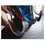 Hand-Painted Book Design Glass Coffee Mug, 7oz, Red and Blue Vintage Pattern, Tea Cup with Handle for Readers, Bookworm, Ideal Gift for Christmas, Birthday (Small) HANDLE CHIPPED AND CRACKED