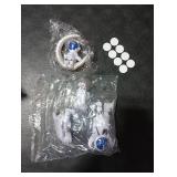 Ni-JASW Blue White Astronaut Statues Set of 4, Spaceman Sculpture Figurines Outer Space Theme Decor for Nursery Room Cake Topper