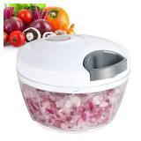 Ourokhome Manual Food Processor Vegetable Chopper, Portable Hand Pull String Garlic Mincer Onion Cutter for Veggies, Ginger, Fruits, Nuts, Herbs, etc., 500ml, White