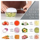 Ourokhome Manual Food Processor Vegetable Chopper, Portable Hand Pull String Garlic Mincer Onion Cutter for Veggies, Ginger, Fruits, Nuts, Herbs, etc., 500ml, White