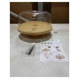 Timboops Home Bamboo Cake Stand with Lid, 6-in-1 Multifunctional Cake Plate, Cake Holder, Serving Tray, Fruit Platter, Salad Bowl, Dessert Table Display & Acrylic Cake Dome Cover