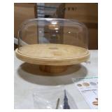 Timboops Home Bamboo Cake Stand with Lid, 6-in-1 Multifunctional Cake Plate, Cake Holder, Serving Tray, Fruit Platter, Salad Bowl, Dessert Table Display & Acrylic Cake Dome Cover