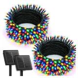 Brightown 2 Pack Solar Christmas String Lights Outdoor, Total 144Ft 400 LED Twinkle Fairy Lights Waterproof with 8 Modes Auto On/Off for Patio Tree Garden Party Home Wedding Decorations (Multicolor) M