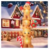 Bencailor 6.56ft Christmas Gingerbread Man Inflatable Outdoor Decorations Gingerbread Signs Blow up Gifts Candy Canes Santa