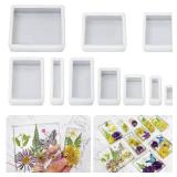 RESINWORLD Upgraded 10 Sizes Epoxy Resin Molds Silicone Kit, Square Rectangle Silicone Molds for Resin, Soap, Candles, Specimen, Dried Flower