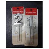 21st Birthday Candles Cake Numeral Happy Birthday Cake Candles Topper Decoration for Wedding Anniversary Celebration Favor(Silver)