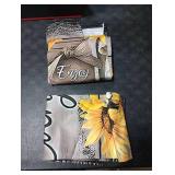 Famiffty Farmhouse Vintage Country Sunflower Kitchen Curtains 27.5W X 39L Inch 2 Panels Rod Pocket Brown Rustic Yellow Floral Inspirational Small Short Cafe Tier Cottage Window Drapes Treatment Decor