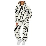 ETCYY NEW Hoodie Sets for Women 2 Piece Lounge Set Fall Outfits Clothes Oversized Sweatshirt Baggy Sweatpants M