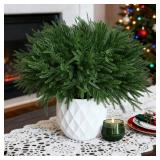 18 Real Touch Norfolk Pine Stems for Christmas Decoration, Artificial Pine Branches Greenery Stems for Vase, Christmas Picks for Xmas Tree,Wreath,Table,Planter,DIY Home Decor (12 Pcs Pine Branches)