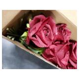Hotop 20 Pcs Artificial Rose Flowers with Long Stem,Real Touch Silk Realistic Plastic Bouquet Roses Bulk for Home Decor Bridal Wedding Party Table Centerpieces Decorations(Wine Red)