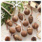 Vertintong 20 Pcs Vintage Christmas Ball Ornaments Neutral Textured Christmas Tree Hanging Decorations with Loop Antique Rustic Distressed Ornaments Decor for Home Farmhouse Xmas Party(Brown)