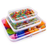 AOBOPLE Clear Hard Shell Zipper Case,3PCS M+L+XL(13.78x11.8+9.8x7.87+8.66x6.1) Large Toy Storage Bags,Plastic Transparent Hard Zipper Case Travel Waterproof Organizer Bags for Puzzles,Cosmetics