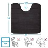 Buganda Memory Foam U-Shaped Contour Toilet Rugs, Non Slip Absorbent, Thick Soft Washable Bathroom Mat, Floor Carpet Bath Rugs Mat for Toilet Base (24 x 24, Black)