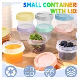 Yomarket 12pcs 4 oz Plastic Containers with Screw Lids, Reusable 1/2 Cup Small Food Storage Containers, Leakproof, Microwave Dishwasher Freezer Safe, with Pen and Brush