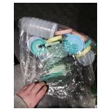 Yomarket 12pcs 4 oz Plastic Containers with Screw Lids, Reusable 1/2 Cup Small Food Storage Containers, Leakproof, Microwave Dishwasher Freezer Safe, with Pen and Brush