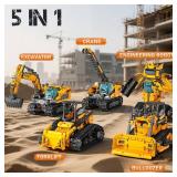 5in1 STEM Robot Building Kits for Kids 6-14, Remote & APP Controlled STEM Excavator/Bulldozer/Crane/Robot Building Toys, 736 Pcs Educational Building Sets for Kids, Erector Sets Gifts for Boys Girls