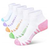 Heyoboy Womens Ankle Anti-blister Thick Cushioned Cotton Wicking Hiking Athletic Running Socks 5 Pairs