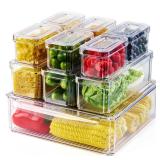 Luckore 10 Pack Clear Fridge Organizer, Stackable Refrigerator Organizer Bins with Lids, Fridge Storage Containers for Kitchen, Food, Cabinets, Fruits, Vegetables, Cereals