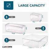 Luckore 10 Pack Clear Fridge Organizer, Stackable Refrigerator Organizer Bins with Lids, Fridge Storage Containers for Kitchen, Food, Cabinets, Fruits, Vegetables, Cereals