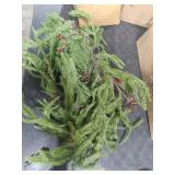 2 Pcs 6 Feet Christmas Garland - Real Touch Norfolk Pine Garland - Green Realistic Pine Garland for Table Mantel Indoor Outdoor Holiday Decor - Greenery Christmas Decorations - Free LED String Lights