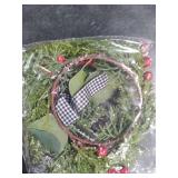 4pk Snowy Pine Christmas Wreath with Gingham Bow Small
