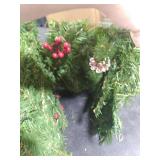 Prelit 50 LED - 9 Ft by 10 Inch Christmas Garland with Lights 12 Modes Timer, Thick 270 Realistic Tips 110 Berries 10 Pine Cone Warm White & Multicolored Lights Xmas Garland for Mantle Stairs Outdoor