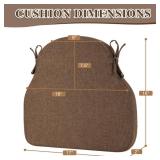 PRONOUS Brown Winsor Chair Cushions with Ties, Dining Kitchen Chair Seat Pads Non Slip Removable Washable Cover 17x16 2 Pack