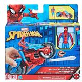 Marvel Spider-Man Web Blast Cycle, 4-Inch Action Figure with Vehicle and 2 Web Projectiles, Kids Playset for Ages 4 and Up