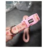 YUDOTE Martingale Dog Collar with Leash with Quick Snap Buckle in Floral Print Flower Nylon Collars for Female Male Medium to Large Dogs