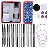 Svartur Interchangeable Circular Knitting Needles Set, with Assorted Circular Knitting Needles and Cables, Accessories and Case, 9 Pairs