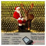6.6ft x 6.6ft Christmas Net Lights, 160LED Gazebo Mesh Lights Outdoor 8 Modes Timer, Waterproof Connectable String Lights Clear Wire for Bushes Patio Pergolas Garden Holiday Party - Warm White