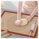 Silicone Baking Mat with Measurements, Extra Large 0.7mm 24 x 16 Pastry Dough Sheet, Pie Crust Rolling sourdough tools Supplies for Making Pizza, Pie, Christmas Cookies, Bread, Non Stick