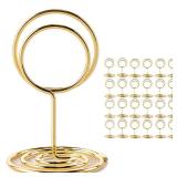Hoewina 26Pcs Table Number Holders, Place Card Holder, Wire Picture Holder, Small Size Table Card Holders, Photo Holder for Centerpieces, Wedding Reception, Party, Birthday (Gold)