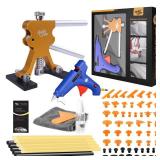 Super PDR 74PCS Car Dent Repair Kit, Small Dent Puller Kit, Adjustable Metal Dent Remover Tools with 58PCS High Viscosity Pull Tabs for Auto Body Large & Small Dents, Door Ding, Hail Damage