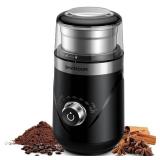 SHARDOR Electric Super Silent Blade Coffee Grinder, Timed Grind Control Rotary Knob, Adjustable Coarse to Fine for Coffee Beans, Spices & Herbs, with 1 Removable Stainless Steel Bowl, Black