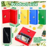 Honeydak 4 Pack Acrylic Cash Box Portable for Gambler Winners Bank Casino Cash Box with 2 Keys Gambler Gift for Christmas Pocket Sized Money Colored Safe Storage(Small,Bright Colors)