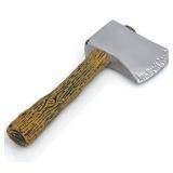 Skeleteen Realistic Hatchet Axe Toy - Wood Look Lumberjack Props Costume Accessories with Fake Tin Blade