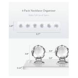 Heesch Necklace Hanger, Acrylic Necklace Holder, Necklace Organizer Wall Mount, Jewelry Hooks for Necklaces, Bracelets, Chains (4-pack Clear Short)