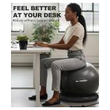 Trideer Exercise Ball Chair with Base & Resistance Bands for Home Gym, Stability Ball Seat for Core Workout and Back Support