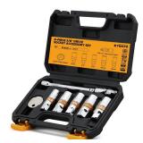 8-Piece 3/8 Drive Spark Plug Socket Set with Universal Joint, Spark Plug Gapper and 6 Extension Bar, SAE & Metric, 5/8, 3/4, 13/16, 14mm, 18mm, CR-V Sockets with Rubber Holding Rings