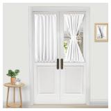 DWCN French Door Curtains Rod Pocket Thermal Curtain for Doors with Glass Window, Kitchen and Patio Doors for Privacy, 25 X 40 Inches Long, 1 Curtain Panel with Tieback, Pure White