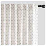 MIULEE Decorative Back Tab Linen Curtains with Geometric Pattern for Living Room Bedroom Farmhouse Rustic Thick Woven Textured Patterned Mudcloth Drapes 72 Inches Long 2 Panels Set, Pure White