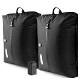 Vacuum Travel Bags with Pump Electric Wireless Air Pump, Double Layer Vacuum Seal Bags for Clothing Travel, 2PC Airless vacuum bags for travel with IP67 Waterproof (2PC+Pump)