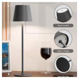 uuffoo 2 Pack Rechargeable Table Lamp Cordless Battery Operated Lamps Shower Lamp Bathroom Lamp with 3 Colors Stepless Dimming, Desk Lamp for Restaurant, Patio, Bedroom, Bar (Black)