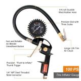 FYPower MultiPieces Air Compressor Accessories kit, 1/4 inch x 25 ft Recoil Poly Air Compressor Hose Kit, 1/4 NPT Quick Connect Air Fittings, 100 PSI Tire Inflator Gauge, Heavy Duty Blow Gun
