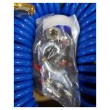 FYPower MultiPieces Air Compressor Accessories kit, 1/4 inch x 25 ft Recoil Poly Air Compressor Hose Kit, 1/4 NPT Quick Connect Air Fittings, 100 PSI Tire Inflator Gauge, Heavy Duty Blow Gun