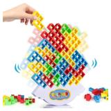 64 Pcs Stacking Tower Game with 22 Cards, Giant Tumble Balance Game for Kids, Family Games for Kids and Adults, Ideal Gifts for Teen Boys & Girls, Party Board Game for Kids 6-12 & Adults