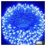 100FT 300 LED Outdoor String Lights, Connectable Christmas Lights Indoor Waterproof with 8 Modes, Plug in Twinkle Fairy Lights Clear Wire for Bedroom Home Wedding Patio Decorations, Blue