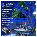100FT 300 LED Outdoor String Lights, Connectable Christmas Lights Indoor Waterproof with 8 Modes, Plug in Twinkle Fairy Lights Clear Wire for Bedroom Home Wedding Patio Decorations, Blue